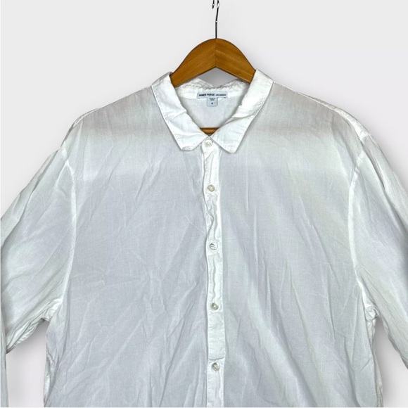 James Perse Los Angeles Womens White Button-Up Shirt Size 4 Ultra Light Weight - Picture 3 of 10